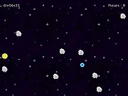 Switchy game screenshot – damaged spacecraft dodging asteroids in a deep space environment