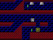 Screenshot of the Retro Redux: Cleaner free online game showing a character moving through a facility maze to collect glowing radioactive rods.