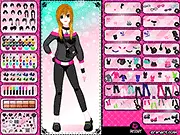 Emo Girly Scene free online fashion and beauty game featuring a model with Emo style makeup and hair for a magazine cover