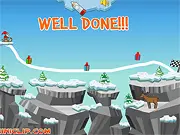 Santa's sleigh gliding along a player-drawn snow line in the Christmas-themed online puzzle game Snow Line