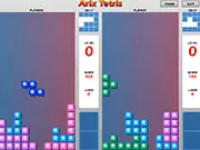 The Arix Tetris online game screen showing two Tetris grids side-by-side for the competitive 2-player mode