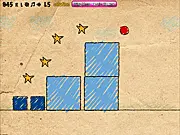 Play Milo Physics free online puzzle game, showing objects being strategically dropped to guide a ball to collect stars.
