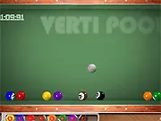 Verti Pool free online puzzle game screenshot, colored pool balls bouncing and colliding to be arranged in the correct order