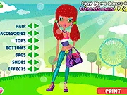Funfair Dress Up online game featuring a girl named Jennifer in a stylish, casual outfit ready for a day at the amusement park on PlayArcadeHub