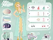 Miss Maggie Dressup free online game screenshot showing a model styled in classic 1950s vintage clothing and retro makeup