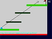 The Drag and Drop Platformer online game screenshot, circle character being guided by moving platforms to a red exit flash
