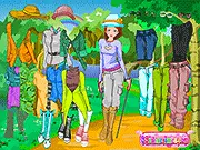 Model wearing a stylish safari outfit in the game Safari Dressup, play free online fashion game on PlayArcadeHub