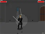 School of Sword Alchemist's Guard online fighting game screen showing two characters engaged in a sword duel