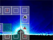 The Roll free online game screenshot, a ball rolling across a narrow platform, avoiding a push panel