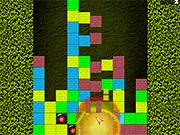 Click-a-Brick online puzzle game screen showing colored bricks and explosive chain reactions