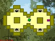 Gravoor 4 online game screen showing a small blob navigating a tight maze filled with red obstacles and a green exit portal