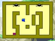 Gravoor 3 game screenshot showing a small character (Gravoor) in a dark, complex maze with light-up pathways and block-style obstacles