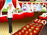 Great Chef Dress Up free online game screenshot featuring a female chef model and a selection of fashionable chef uniforms and accessories