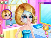 Little cute princess receiving a spa facial treatment, dress-up and makeover free game online on PlayArcadeHub