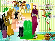 Old Fashion Style Dressup game interface showing a girl trying on vintage clothes and a wide selection of old-fashioned garments