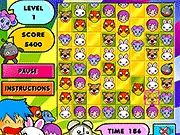 Screenshot of the Swapjob free online match-3 puzzle game interface, showing a grid of various colored and smiley faces being swapped.