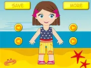 Screenshot of Let's Go to the Beach dress up game with a girl in summer clothes