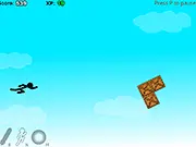 Stick Fly Beta free online game screen showing a stickman flying and evading obstacles