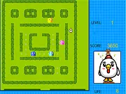 Chick Run free online running game showing a cute chicken avoiding enemies and collecting bonuses