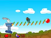 Playing Bugs Bunny Rider free online game, riding a trolley and avoiding enemies