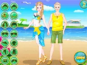 Alical and Bradley: Seaside Salon free online makeover game, play couple's beach dress-up game, matching swimwear fashion on PlayArcadeHub