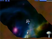 Graviron space game physics puzzle, ship grabbing an orb in zero gravity