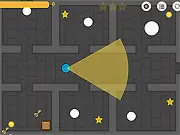 Circape free online game, a minimalist stealth puzzle where you avoid red and blue circles and collect items to escape