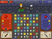 Undead Dungeon II Hero Adventures online game screenshot – strategic puzzle board with hero and monster characters