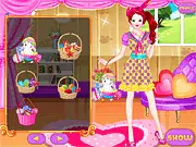 Easter Bunny Girl Dress Up game screen featuring a girl in a festive spring outfit with bunny ears and an egg basket, free holiday fashion game
