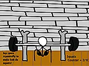 Play Stick-man Gym On! 2 free online game, bench press and pull-ups