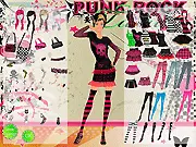 Punk Rock Faerie Dress Up game screenshot showing a faerie character with pink hair, black dress, and torn stockings in a punk rock fashion style