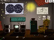 The Watchers' Chamber free escape room game screenshot showing a mysterious, arcane puzzle in a dark chamber