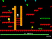Screenshot of the free online game Mr. Jump showing the character mid-air, barely avoiding a row of deadly spikes in a simple, brightly colored 2D platformer environment.