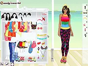 Neon Summer Dressup free online game showing a stylish girl in a vibrant neon outfit for summer