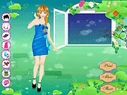 Funny Flower Garden Dressup free online game showing a girl in a nice colorful dress in a flower garden
