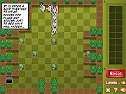 Play Go Usagi Go free online puzzle game. Screenshot of Usagi character following directional arrows to avoid baddies.
