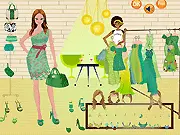 Green Fashion Effect Dressup game showing a model wearing an elegant green dress with matching accessories