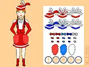 Funkenmariechen Dress Up game screenshot featuring a customizable German Carnival dancer uniform in red and blue, play free online.