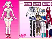 Screenshot of the Puella Magica Madoka Dressup online game, showing Madoka Kaname in a customizable magical girl outfit.