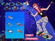 Skateboard Dress Up online fashion game featuring a girl selecting a cool, trendy skater outfit
