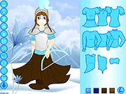 Screenshot of Warrior Princess Dress Up game on PlayArcadeHub showing an ice elf warrior princess in full armor with a sword.