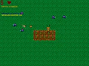 Gameplay screen of Seeds of Life, showing a player character shooting energy projectiles at incoming insect bugs to protect several planted seeds growing into healthy plants.