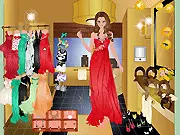 Screenshot of Going to Party dress up game with a girl wearing an elegant dress and ready to go to the party
