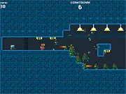 Barricade Flash game screen, robot enemy attacking a defensive wall, tower defense strategy game online