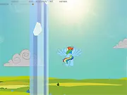 Screenshot of Lash Dash free online game, showing a character flying between vertical pillars