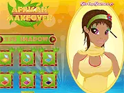 Screenshot from African Makeover game showing a stunning model in a colorful outfit with unique jewelry and makeup, play free fashion online