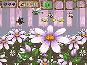 Imimim Flying Witch free online magic game, little witch character flying and casting a spell to kill bees, fantasy arcade game on PlayArcadeHub