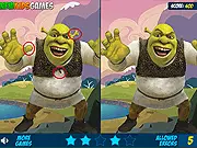 Shrek Differences free online game screen showing two identical pictures of Shrek and Donkey to spot the differences