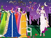 Night Gown Dress Up free online game screen showing a young lady wearing an elegant long evening gown