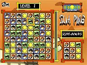 Sua Ping free online puzzle game screenshot, Cartoon Network character blocks in a match-three layout, addictive puzzle game